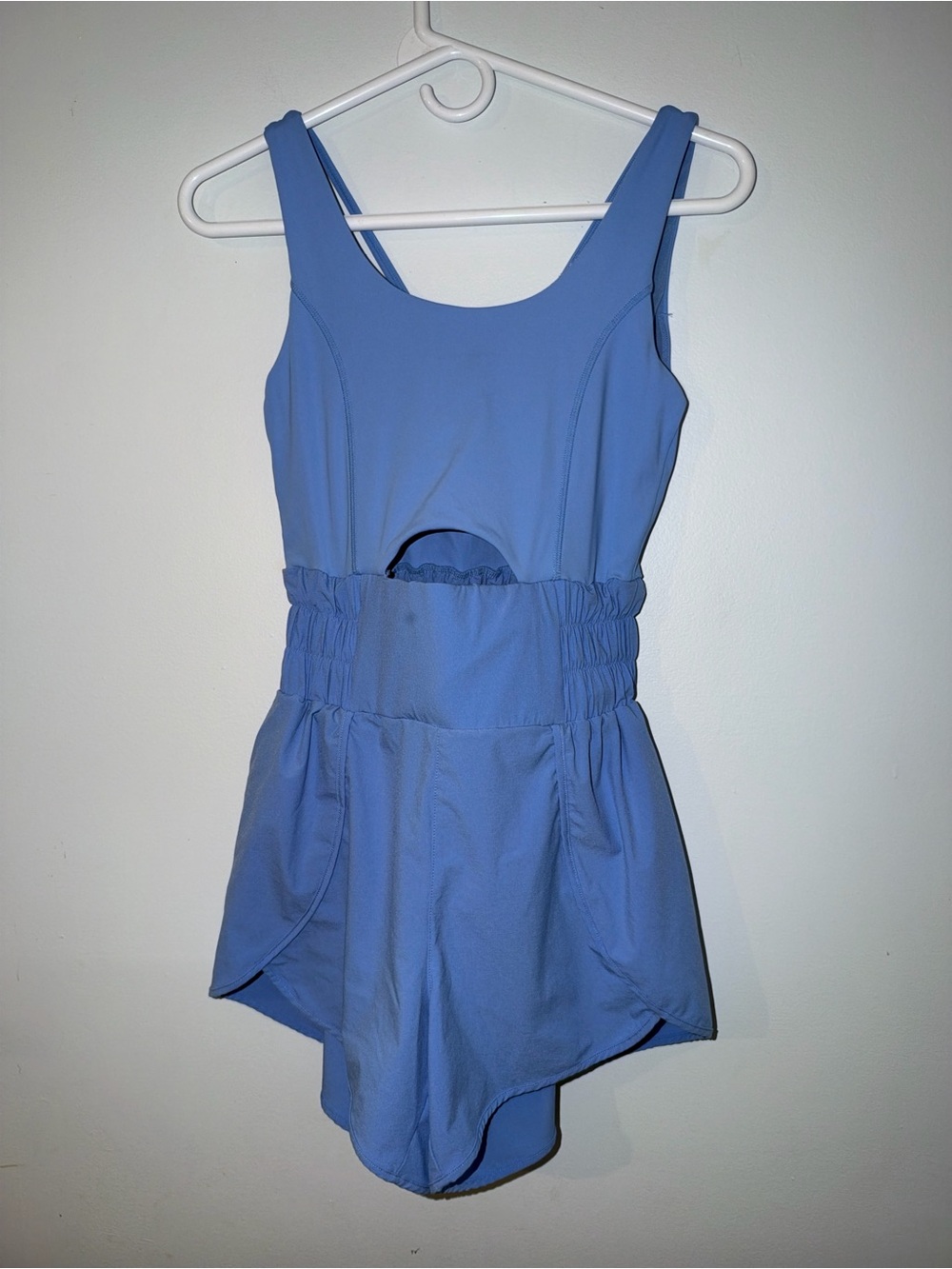 Blue Athletic Romper Cutout Cross Back Tennis Workout Onesie XS/S